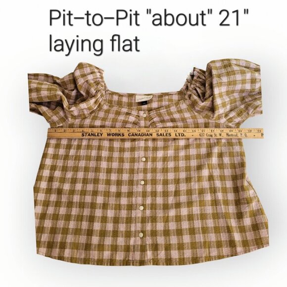 Universal Thread Gingham Puff Sleeve Top Size L - Picture 6 of 8